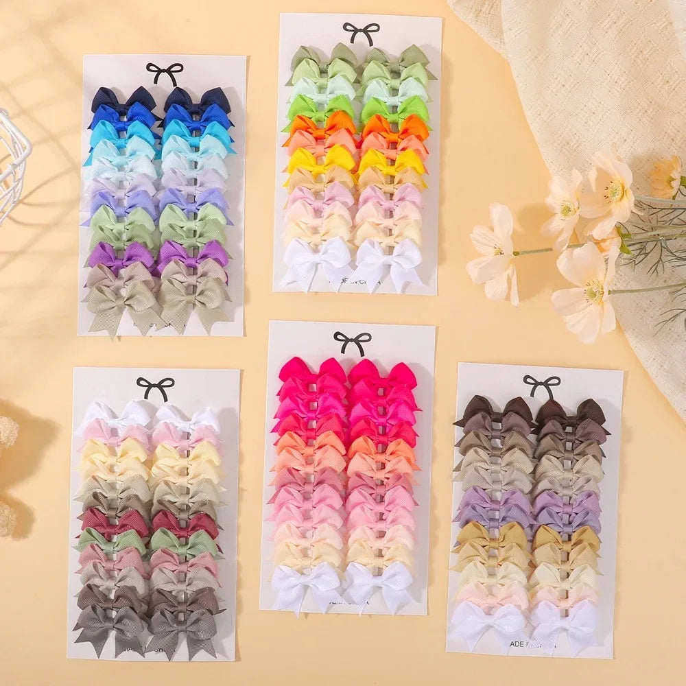 24Pcs 2-inch Hair Bows Clips for Girls Classic Ribbon Bowbot Pigtail Hairgrip Kids Hair Accessories Children's Headwear