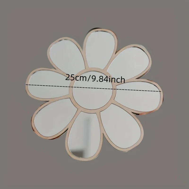 Ins Nordic Daisy Mirror Wooden Acrylic No Drill Wall Decor For Home Bedroom Display Model DS01