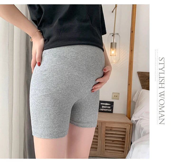 Pregnant Women Summer Pants Comfortable Cotton Trousers Letters Embroidery Pregnancy Short Leggings Slim Stripe Maternity Shorts