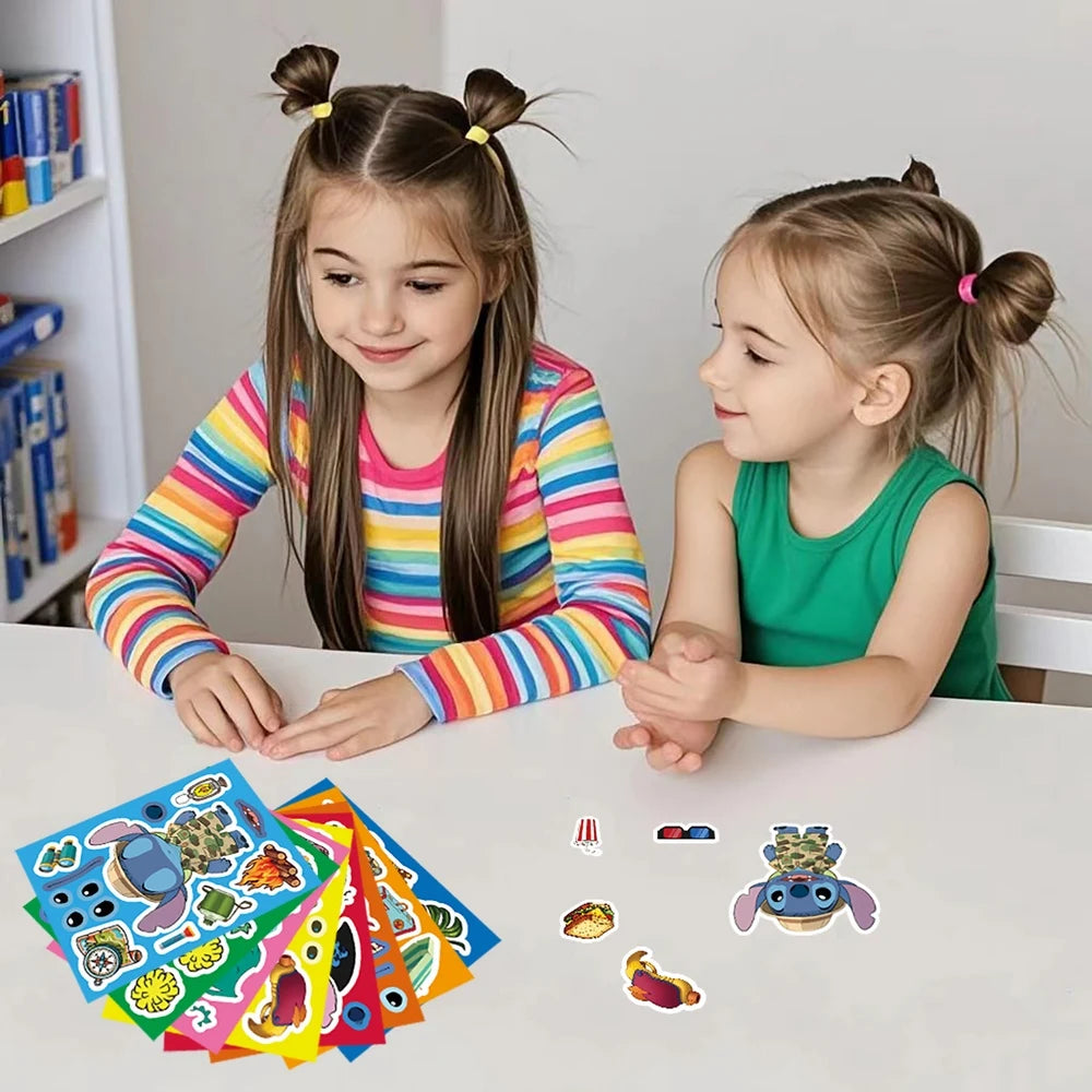 8/16/32Sheets Cute Make a face Stitch Stickers Make Your Own Sticker Game Party Jigsaw Puzzle Decoration Kids Reward Toy Gift