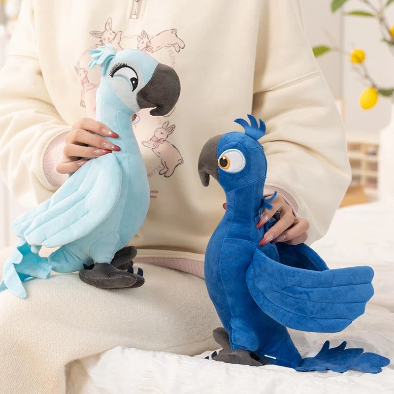 2026 High Quality 1pc 35cm Cartoon Blue Parrot Plush Toy Blu & Jewel Bird Doll Soft Stuffed Animal Cute Christmas Gift For Kids