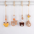 Baby Play Gym Frame Wooden Beech Activity Gym Frame Stroller Hanging Pendants Toys Teether Ring Nursing Rattle Toys Room Decor