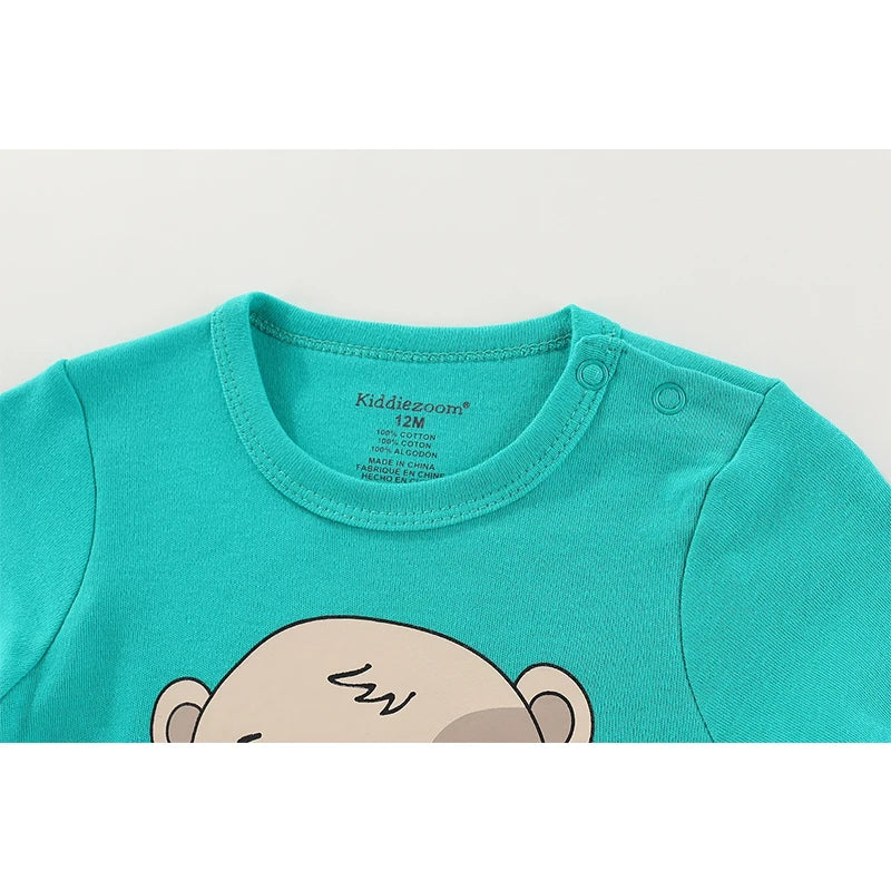 1 Piece Kiddiezoom Spring Autum Cartoon Long Sleeve Baby Boy Girl Bodysuits Soft 100%Cotton Newborn Onesies Infant Clothes