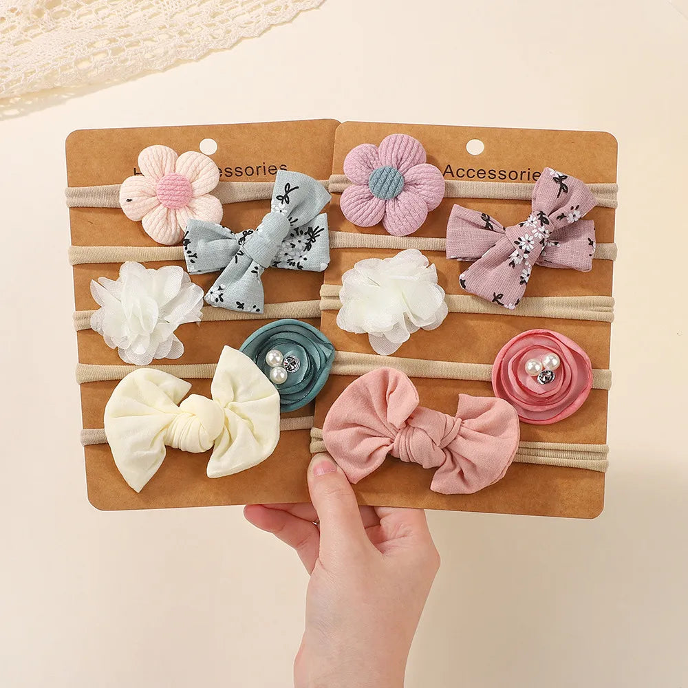 5Pcs/Set Cute Bowknot Hairbands Baby Headband Girls Newborn Flower Boutique Headdress Handmade Hair Accessories