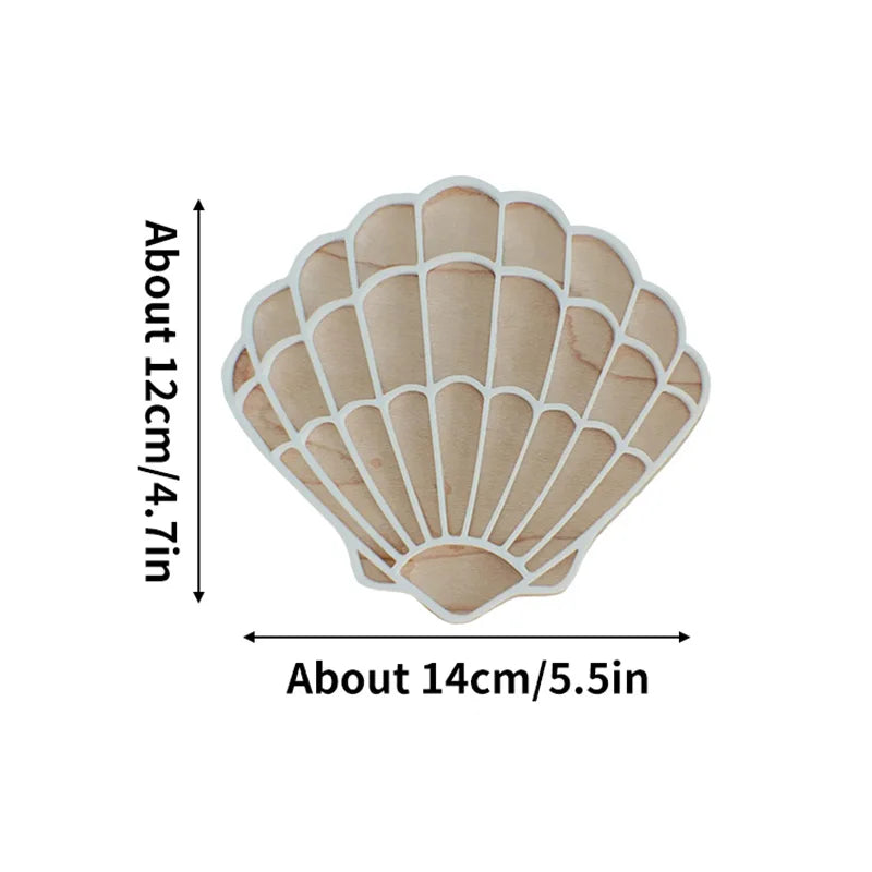 Bohemian Wooden Acrylic Shells and White Mermaid Home Decor Room Background Wall, Nautical Theme Shell Wall Decor for Boys and Girls Room
