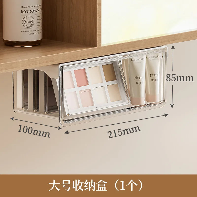 Transparent Under-Cabinet Drawer Storage Box With Pull-Out Organizer For Bathroom Vanity And Mirror Cabinet