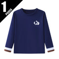 1/3 Piece Autumn And Winter Children's Solid Color Small Logo Fashionable Long Sleeved T-shirt Boys And Girls Round Neck Shirt