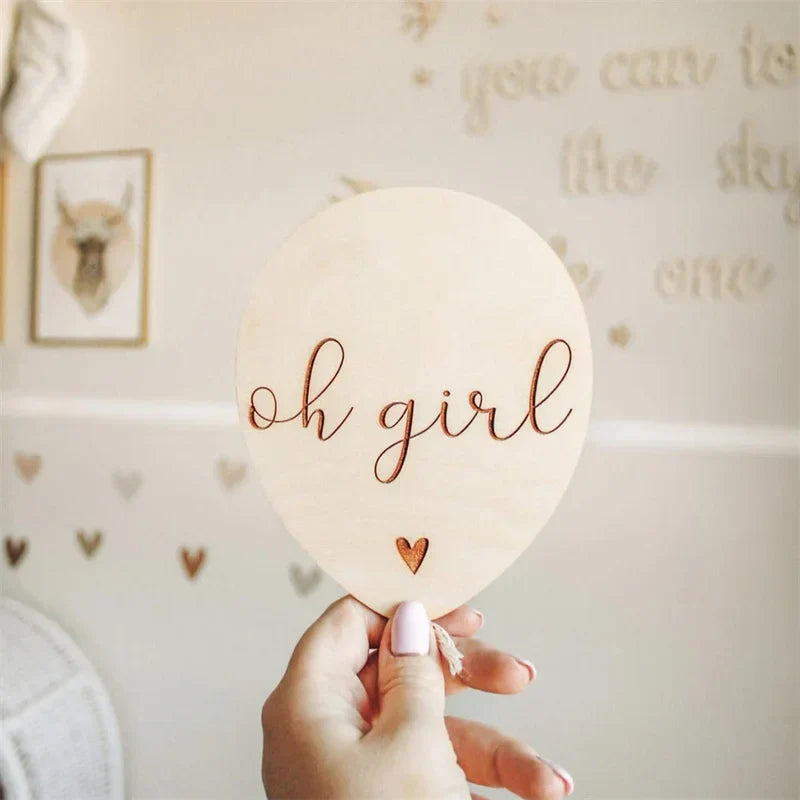 Wooden Balloon Wall Hanging Decor 15cm nursery ornament handcrafted from natural wood