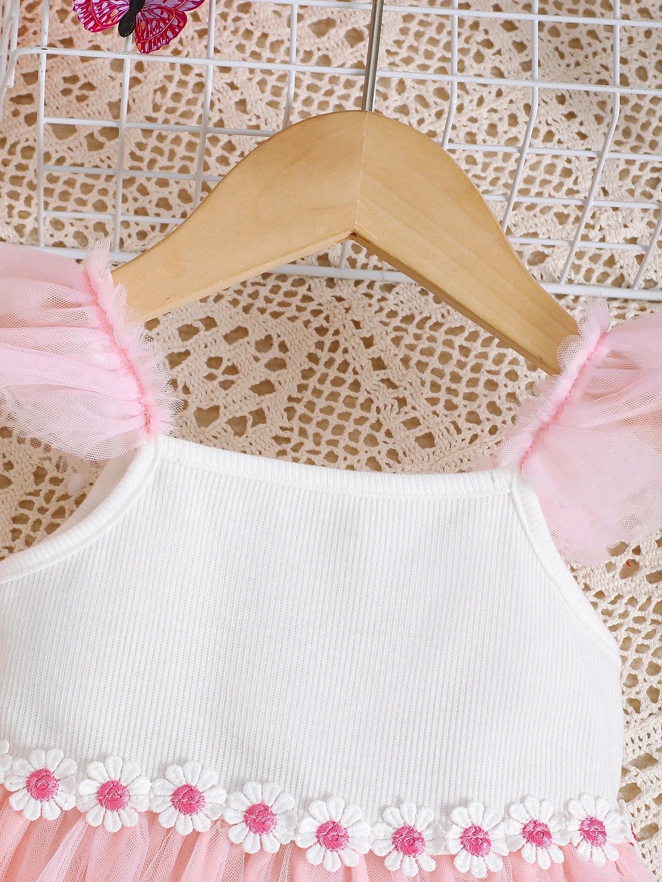 Baby girl Summer Dress Beautiful Embroidered Butterfly Tulle Princess Dress Toddler Holiday Party Dress suitable for 0-3 Year