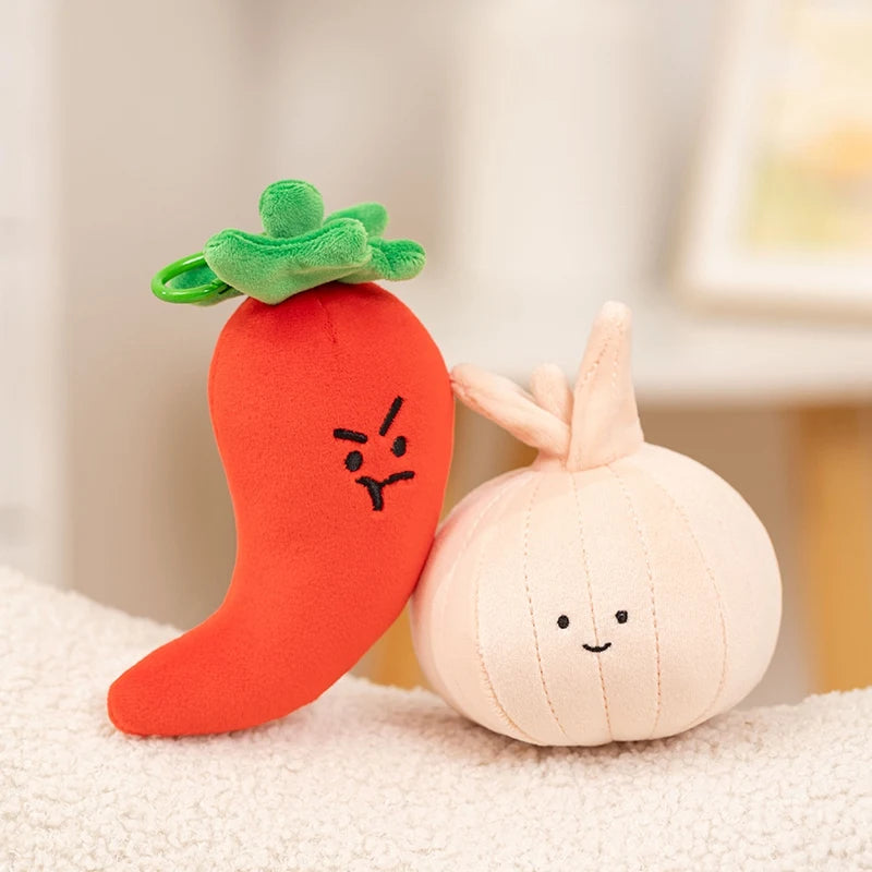 Kawaii Vegetable Plush Toys Cute Vegetables Pendant Onion Chili Mushroom Carrot Plush Pendant Keychain Toy
