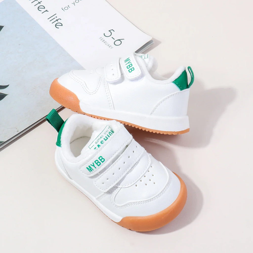 Winter Trendy New Baby Walking Shoes For Boys And Girls Small Children Anti-Slip Soft Sole White Sneakers