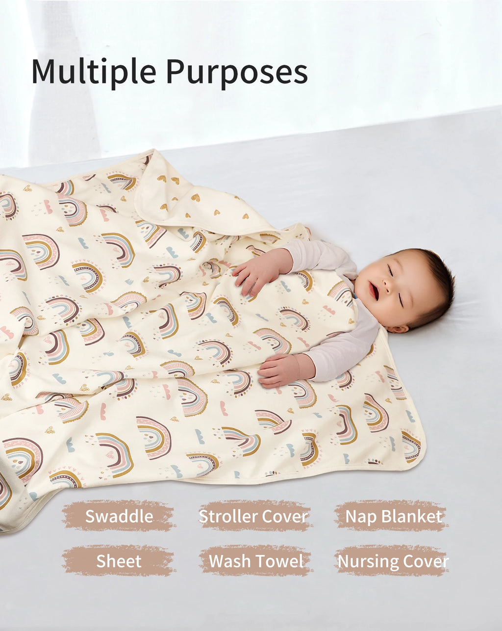 INSULAR Child Cotton Cover 2-layer Infant Swaddling Quilt Kid Nap Blanket Breathable Baby Blanket Skin-friendly Multi-functional