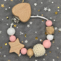 Personalized Baby Pacifier Clip with Name – Silicone Bead Dummy Holder & Teether