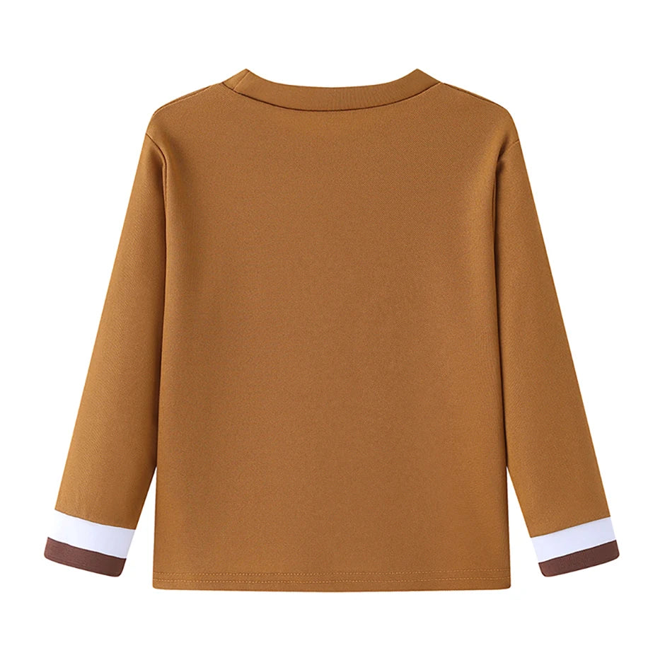 1/3 Piece Autumn And Winter Children's Solid Color Small Logo Fashionable Long Sleeved T-shirt Boys And Girls Round Neck Shirt