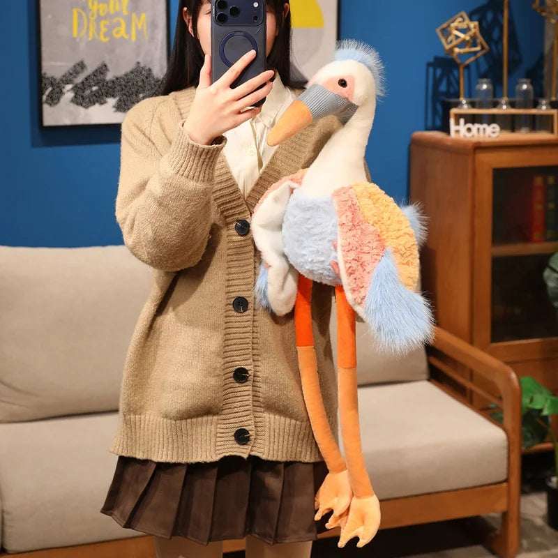 Wholesale Fantastic Crowned Crane Doll Stuffed Plush Balearica Big Bird Cartoon Long Legs Animal Toy Colorful Plushie Gift