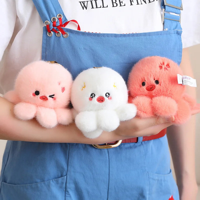 Cute 10cm Octopus Plush Pendant Toys Soft Stuffed Sea Animal Doll Kawaii Keychain Bag Decoration Small Holiday Child Gifts