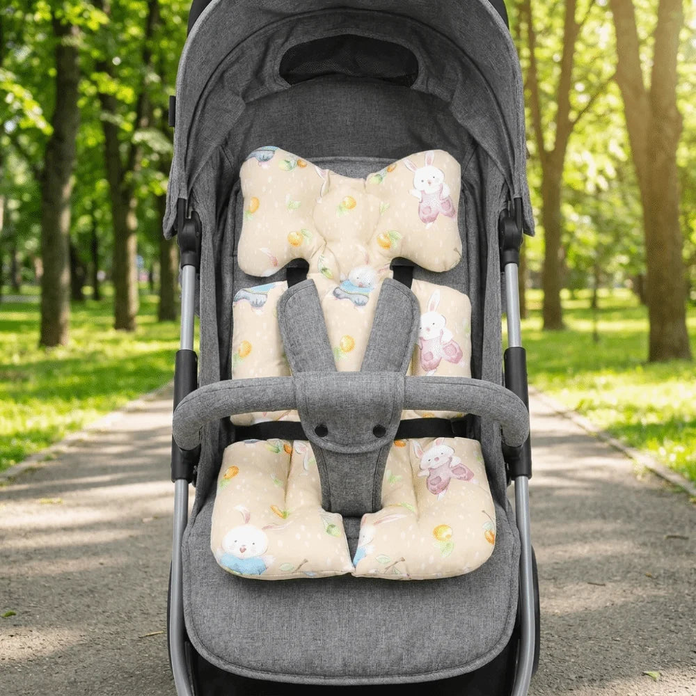 Essential Cotton Stroller Seat Cushion Soft Cartoon Pattern High Chair Liner Pad Comfortable Warm Stroller Accessories Going Out