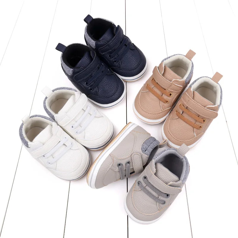 2025 Baby Sneaker Spring and Autumn Style High Quality PU and TPR Sole Newborn Toddler Prewalk Shoes Outdoor Water Proof BNB3093
