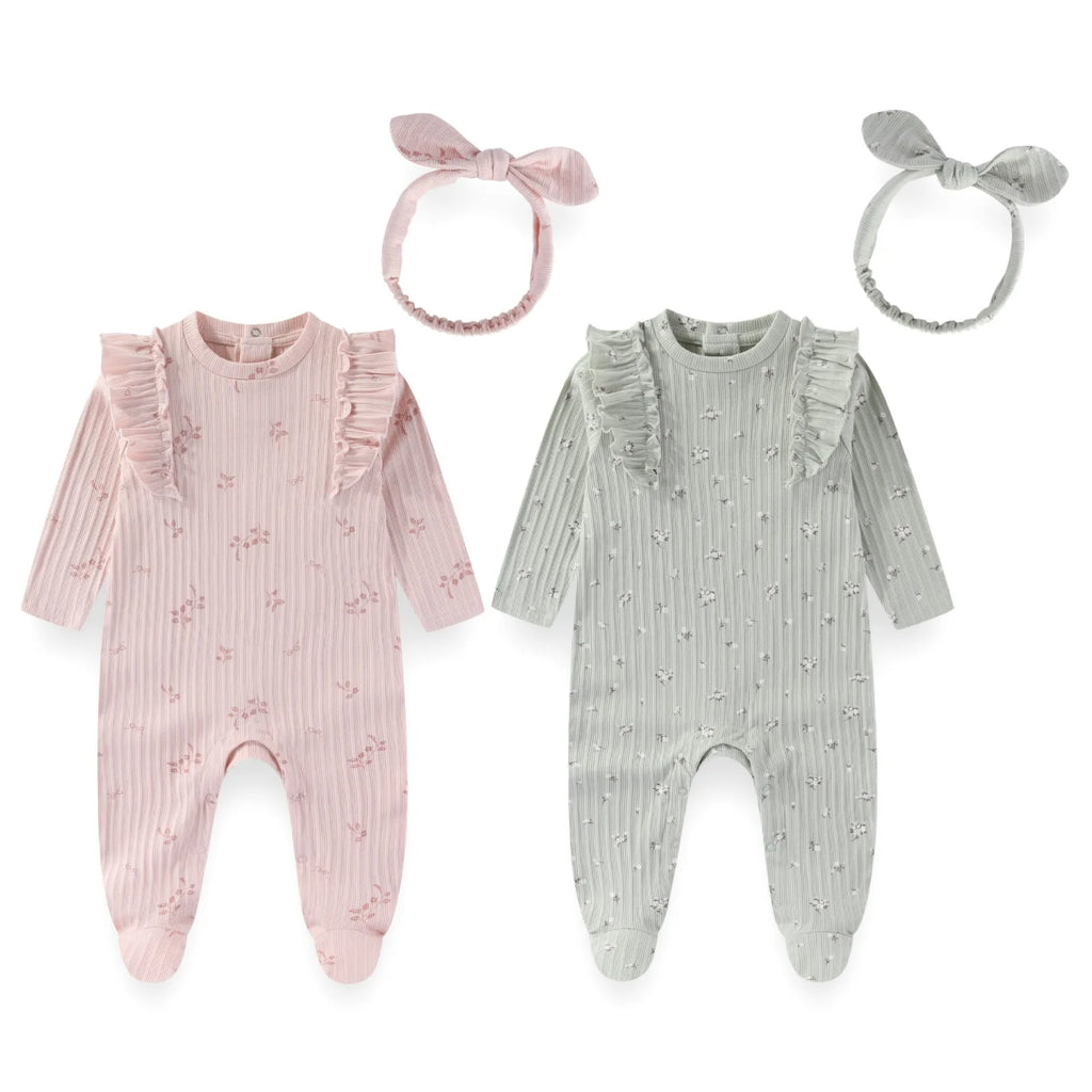 2-Set Cute Baby Girl Rompers Clothing Set 0-12 Months Newborn  Jumpsuits +Hair band Suit Four Seasons Infanr Clothes