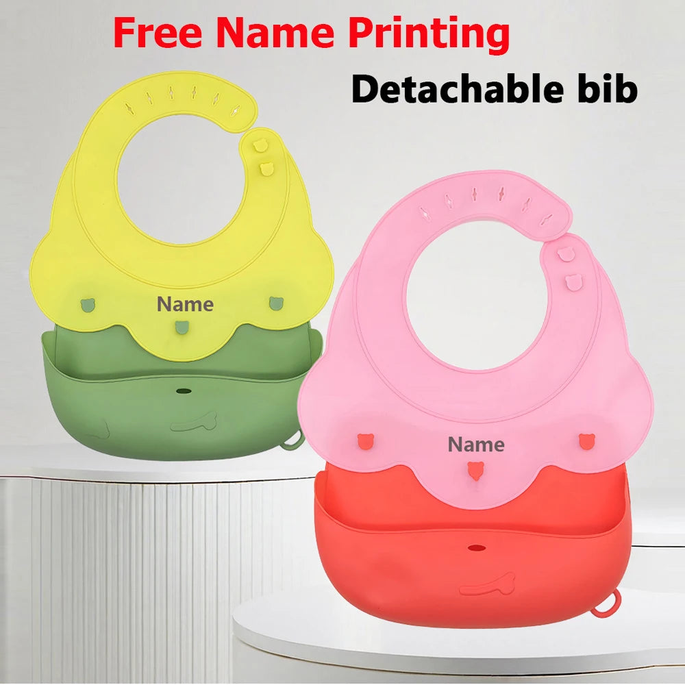 Customizable Silicone Bib Baby Drool Catcher with Free Name Engraving Unique Creative Gift for Boys And Girls