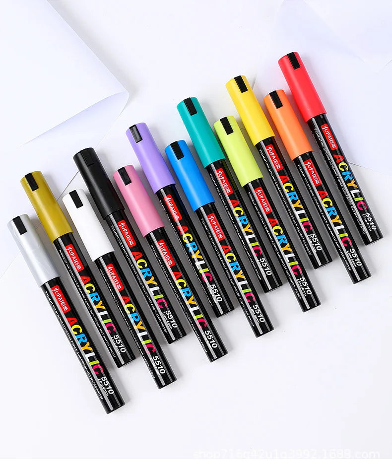 12/60 Colors Acrylic Marker Rock Painting Kit for Kids Children Stone Paint Pens Set Ceramic Glass Wood DIY Crafts Art Supplies