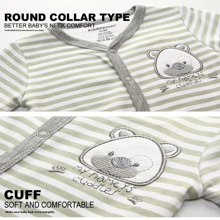 Kiddiezoom Four Seasons Unisex long Sleeve Causal Baby Boy Girl Rompers Soft 100%Cotton Newborn Jumpsutis Clothing