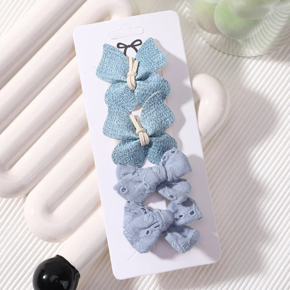 Baby Girls Hair Clips 4Pcs Set Handmade Crochet Butterfly Alloy Hairpins Headwear