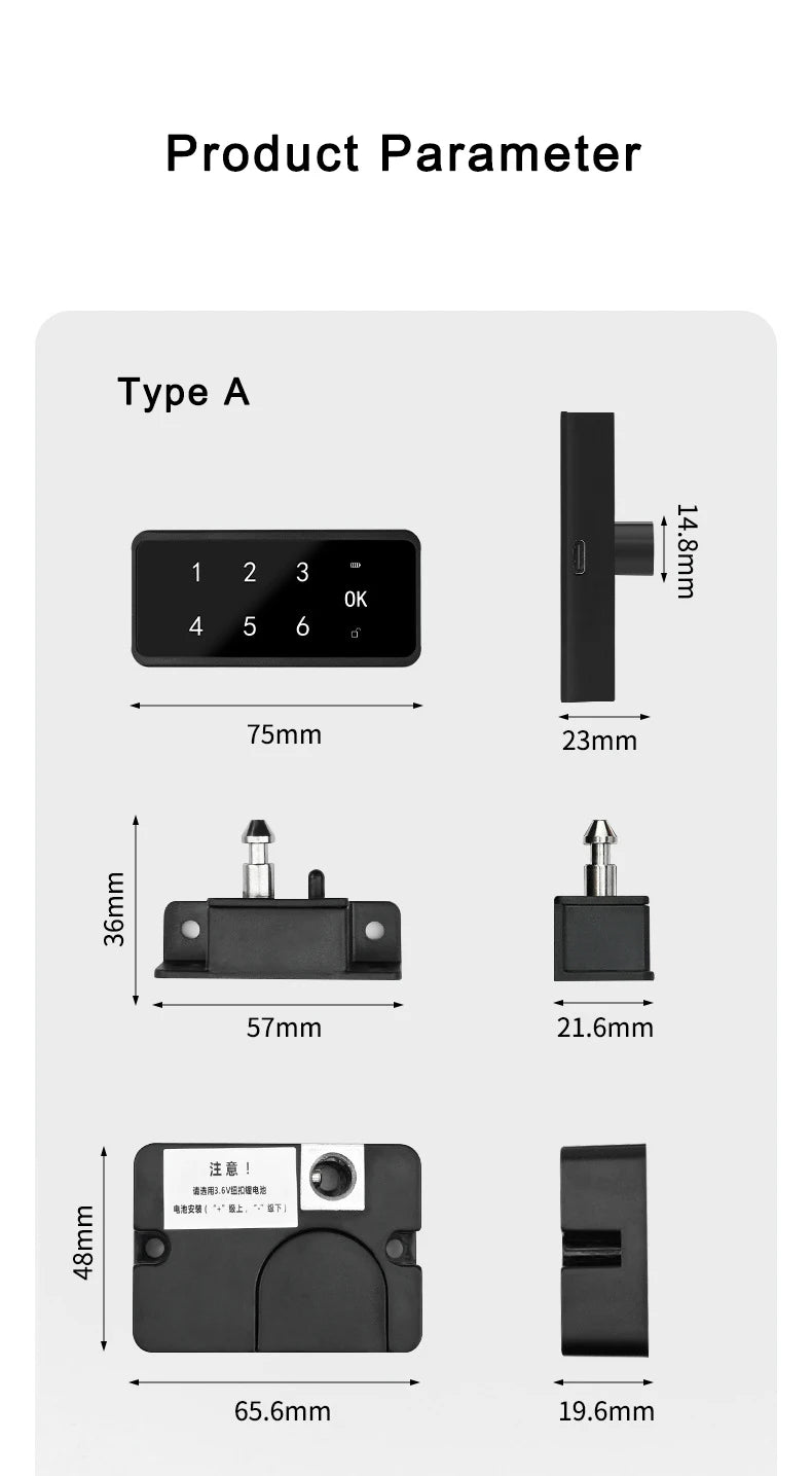 Smart Password Cabinet Drawer Cupboards Door Lock