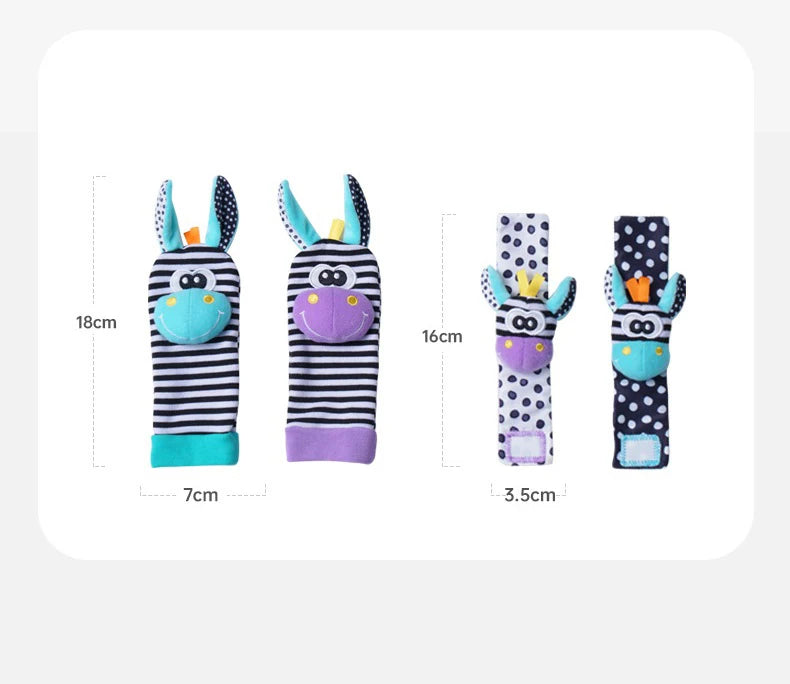 Newborn Baby Cute Stuffed Animals Baby Rattles Soft Socks Wristband Set Baby Rattles Toys Make Sounds Games For Babies