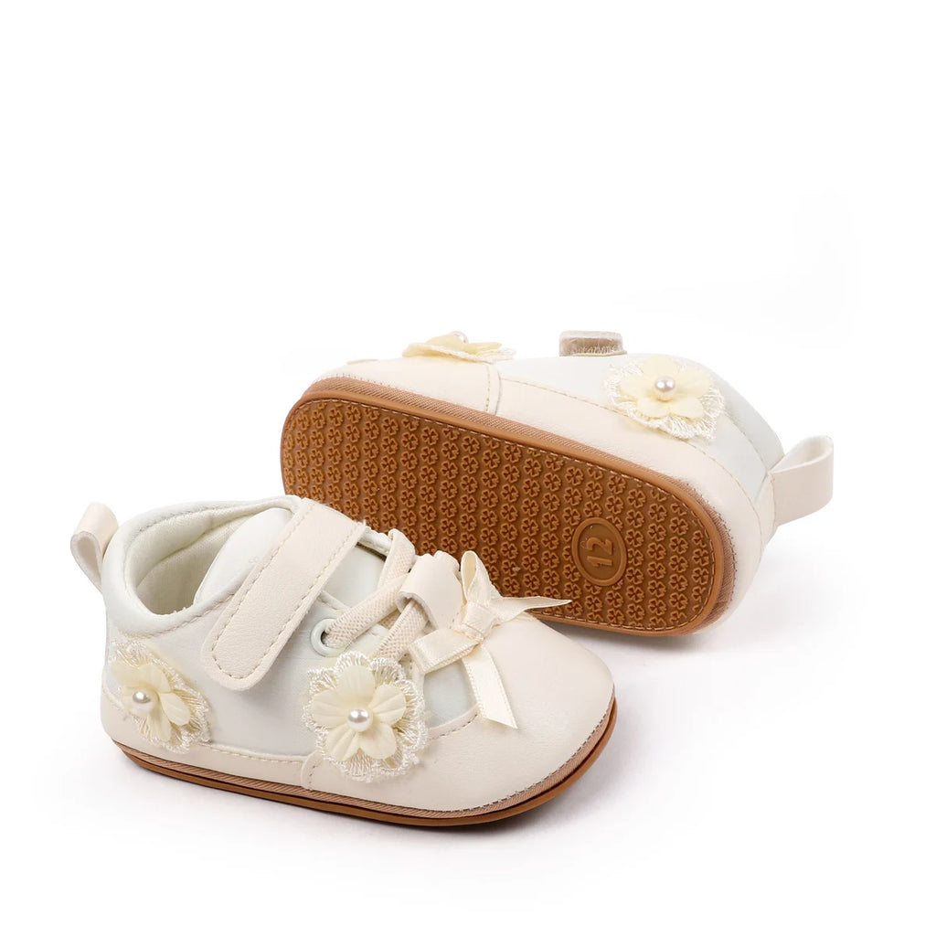 Baby Girls First Walking Toddler Shoes For 0-18 Months Spring And Autumn High Quality TPR Sole Four Colors Cute Flower Design
