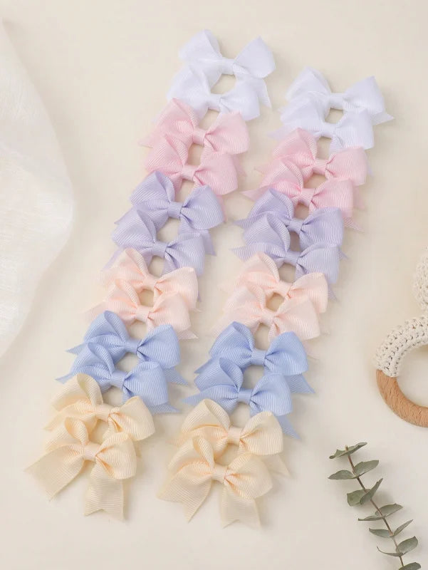 24Pcs 2-inch Hair Bows Clips for Girls Classic Ribbon Bowbot Pigtail Hairgrip Kids Hair Accessories Children's Headwear