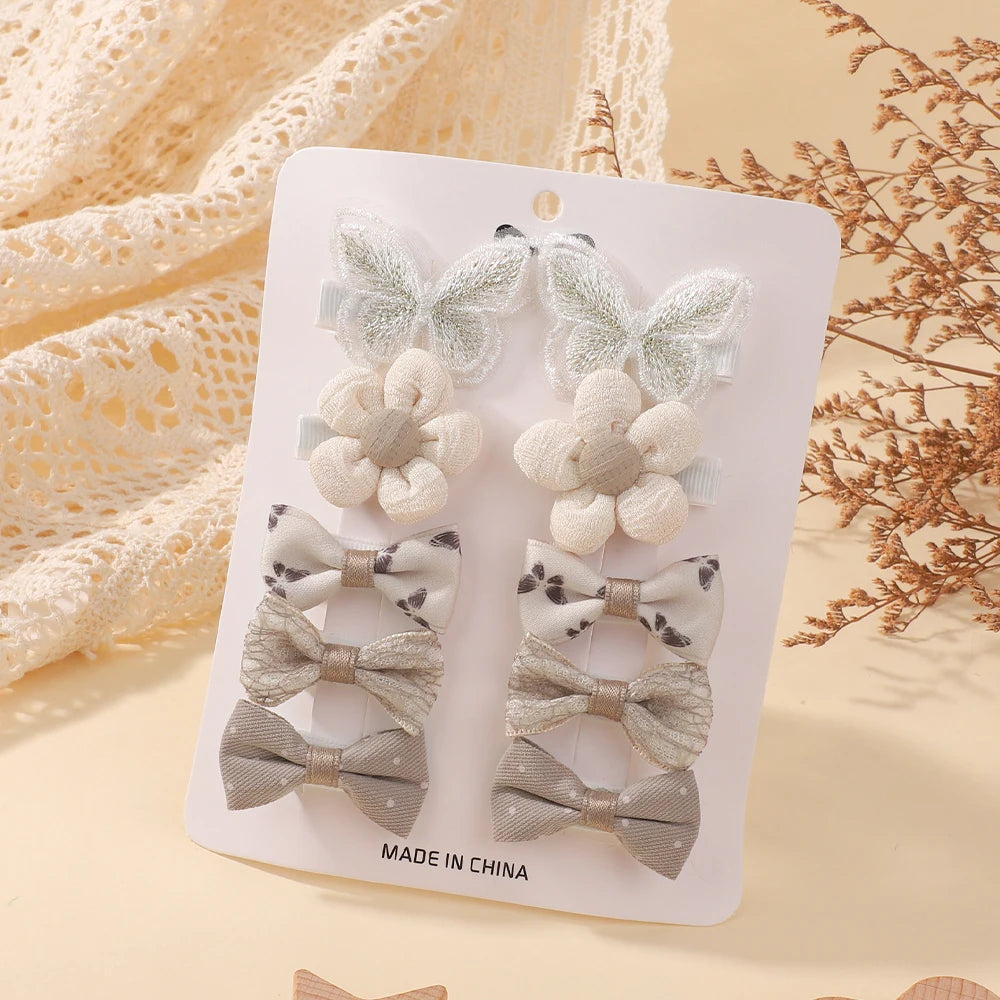 10Pcs Set Multicolor Flower Hair Clips for Girls Primary Hair Accessory and Decoration