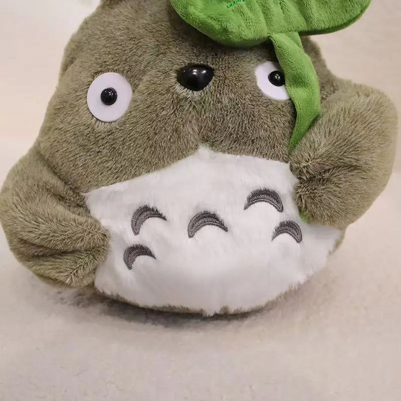 Hot Cartoon Totoro Hold Lotus Leaf Plush Toy Kawaii Japanese Style Figure Doll Stuffed Chinchilla Plushies Birthday Gifts Girl