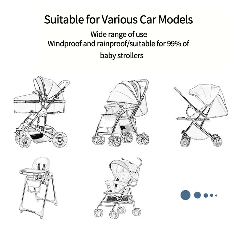 Stroller Rain Cover Transparent Wind Dust Shield Universal Trolley Umbrella Raincoat Baby Car Seat Cover Sunshade Breathable