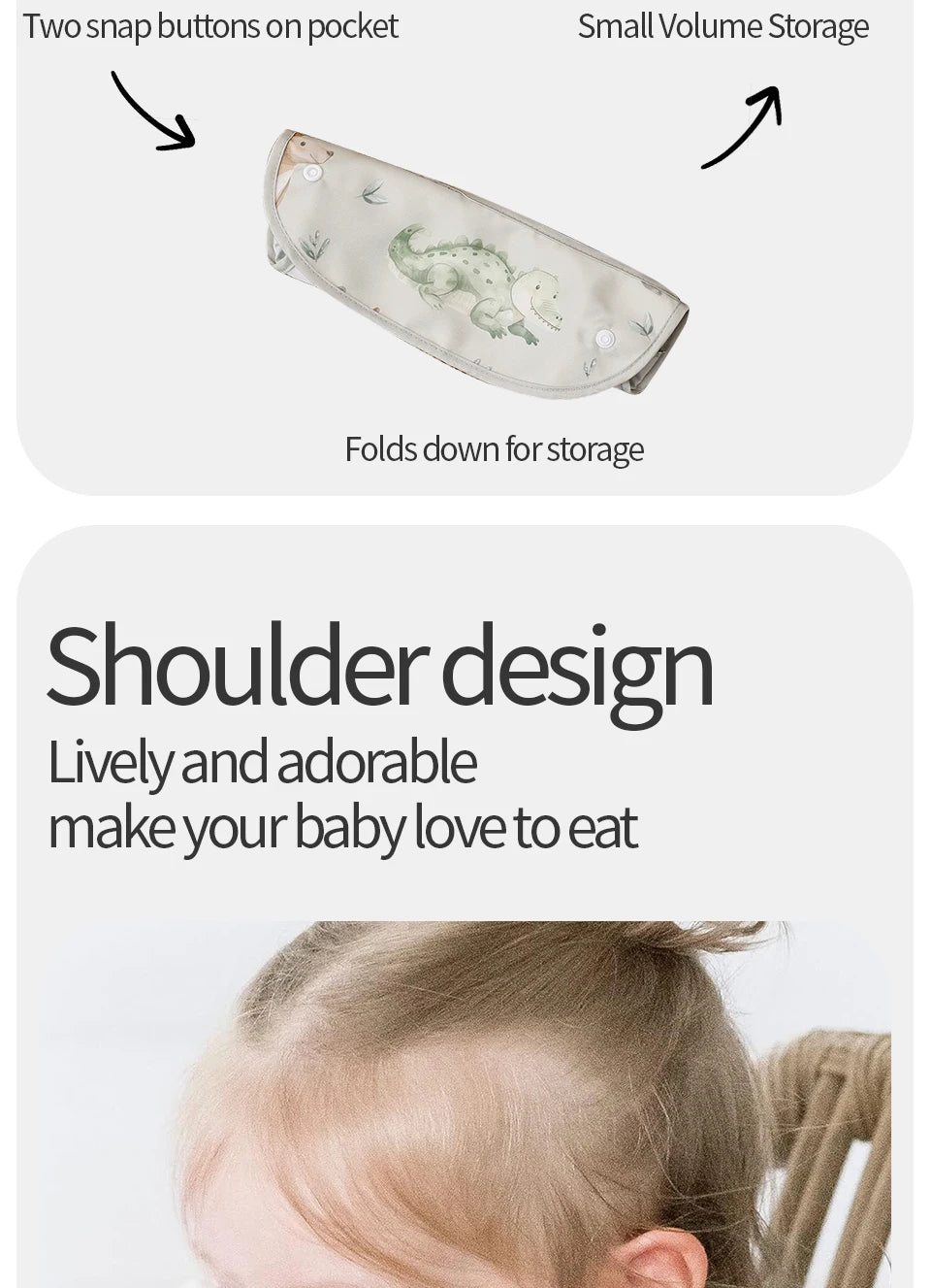 2Pcs/Set Waterproof Baby Bibs,Lively and Adorable Shoulder Design Sleeveless Smock Feeding Bib Apron