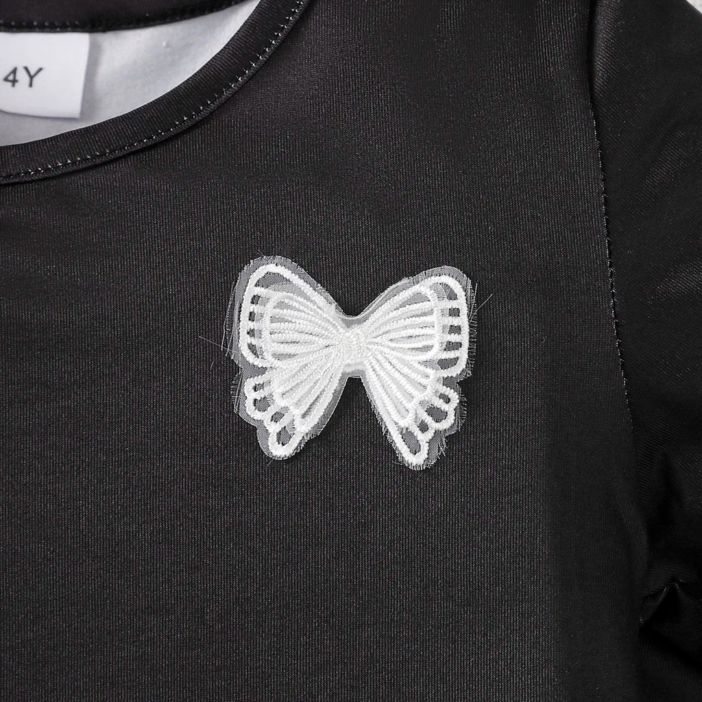 4-7 Year old Girls' Long sleeved Shirt Blue Butterfly Print Role-playing shirt, Children's girls' Autumn Performance Costume