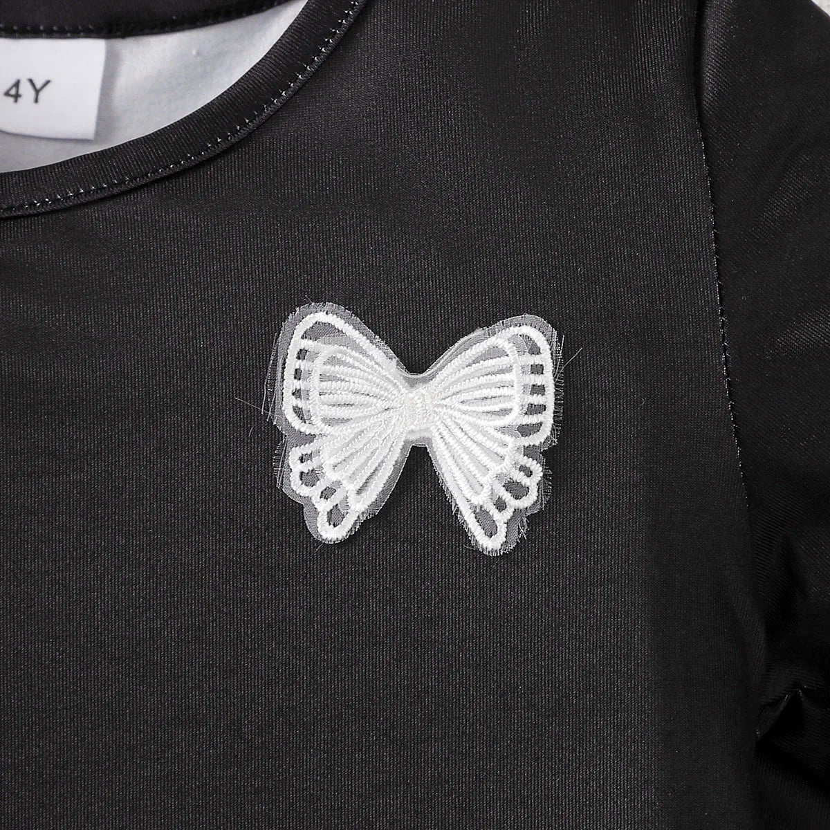4-7 Year old Girls' Long sleeved Shirt Blue Butterfly Print Role-playing shirt, Children's girls' Autumn Performance Costume