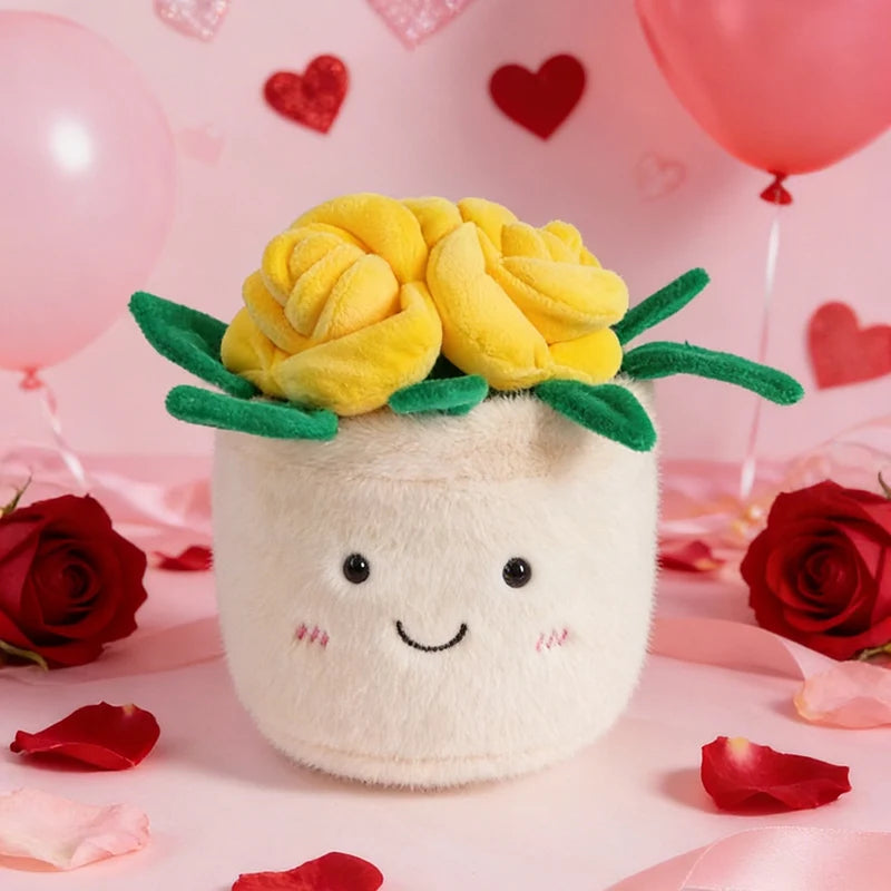 Artificial Flower Plush Toy 20cm Green Cactus Sunflower Plush Doll For Home Decor Gift