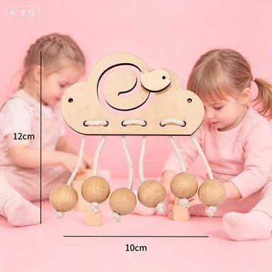 Montessori Busy Board Wooden Sensory Activity Led Switches Gears Maze Lacing For Toddlers Fine Motor Skills