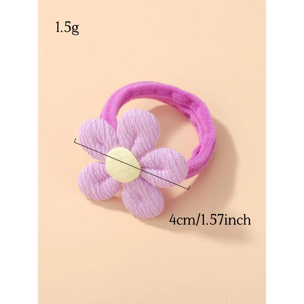 10Pcs/Lot Girls Headbands Flower Hair Strap Horsetail Head Rope Kids Braided Towel Ring Accessories