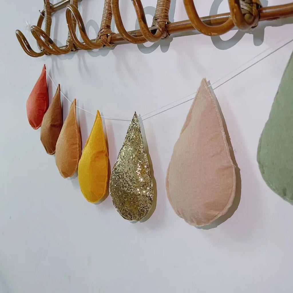 Nordic Felt Raindrop Hanging Ornaments - 2m Water Drop Garland