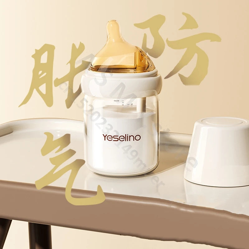 Yeselino 6th Gen newborn bottle, high borosilicate glass, anti-colic, for 0-6 months.
