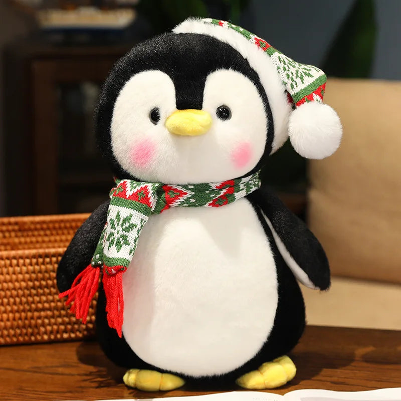 Cute Penguin Wear Christmas Hat Plush Toys Kawaii Soft Stuffed Animals Plushies Doll Christmas Party Decor Children Xmas Gift