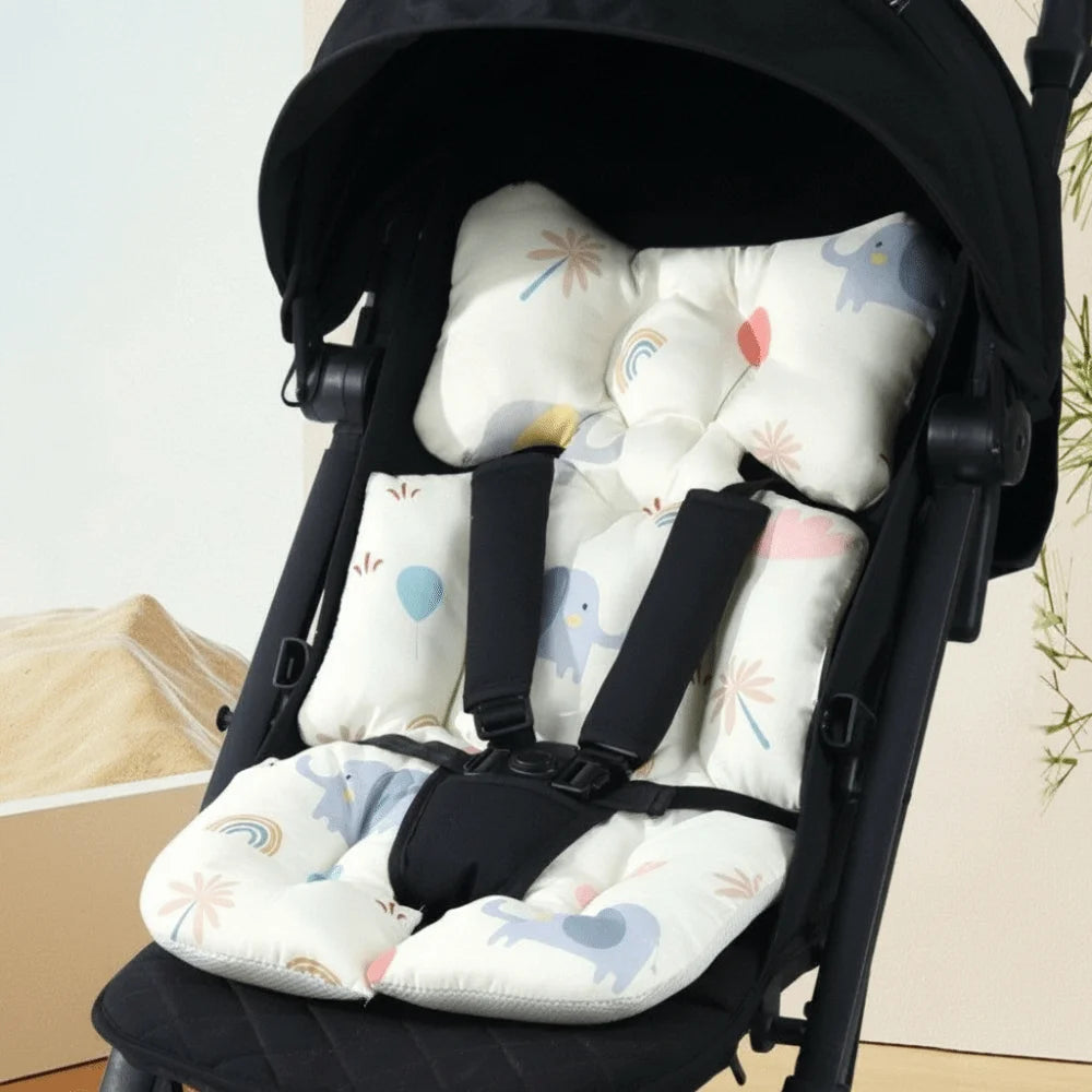 Essential Cotton Stroller Seat Cushion Soft Cartoon Pattern High Chair Liner Pad Comfortable Warm Stroller Accessories Going Out