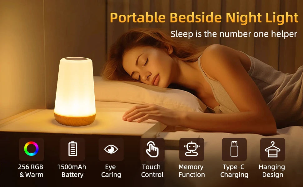 Sleeping Night Light Bedside LED Desktop Decoration Night Light Remote Control Touch 13 Colors Atmosphere Light Lamp with Hook