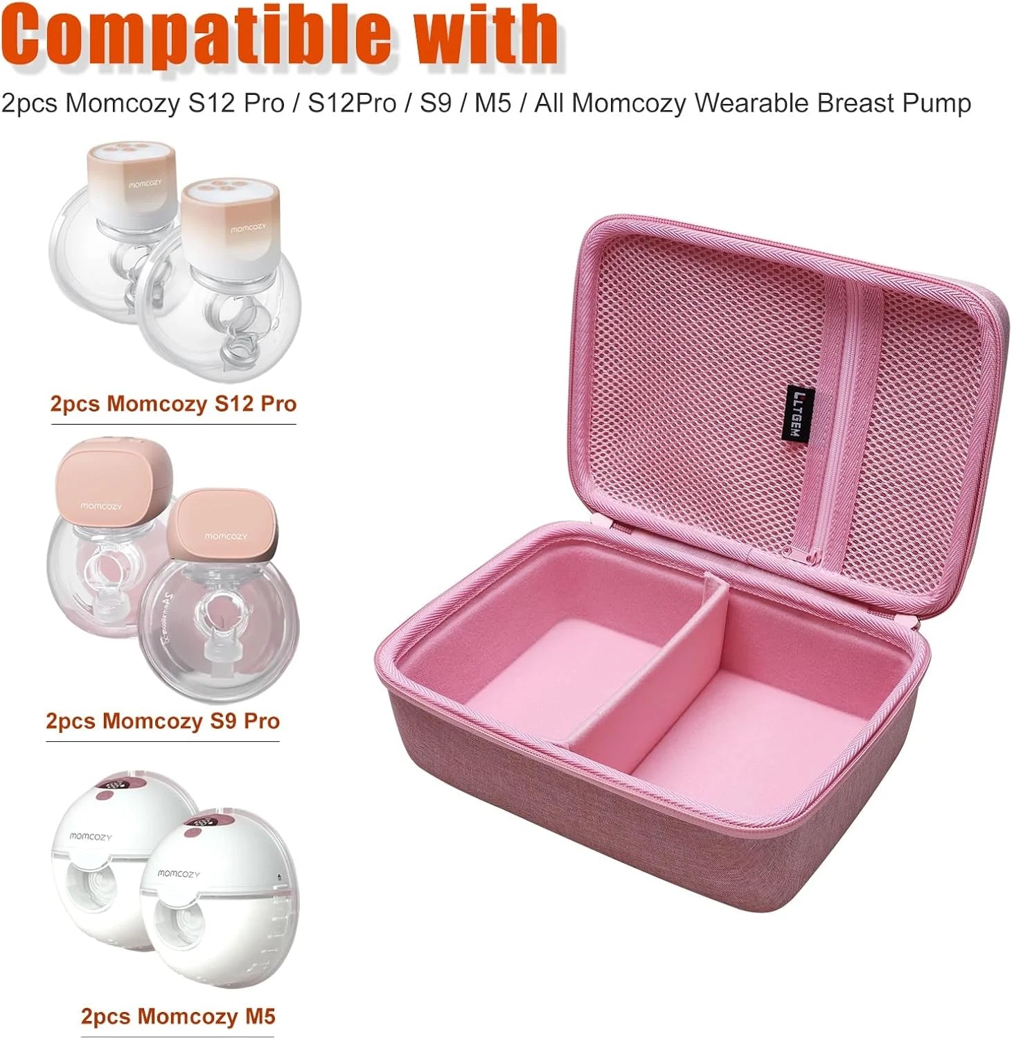 LTGEM Breast Pumps Carrying Bag Case Compatible with 2pcs Momcozy S12 Pro / S12Pro / S9 / M5 / All Momcozy Wearable Breast Pump