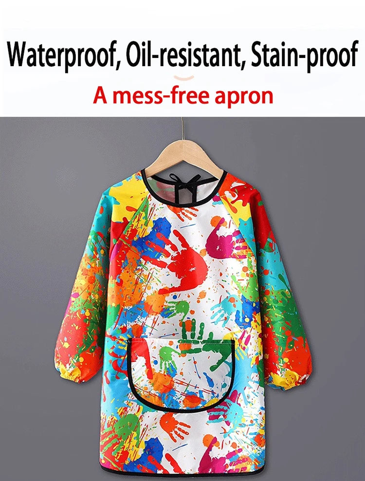 Art Apron Children's Apron - Waterproof Long Sleeved Cover Paint Apron for Children, Kindergarten Art Painting WQ005