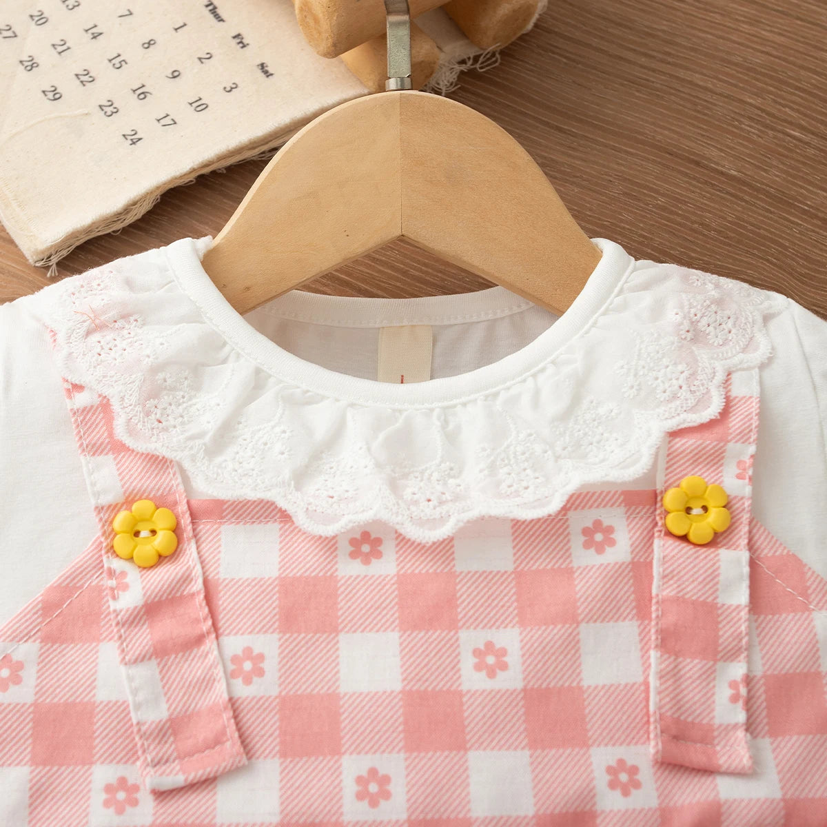 Summer New Sweet Fake Two Piece Baby Girl Dress, Cute Checkered Small Floral Children'S Clothing (3-18 Months)