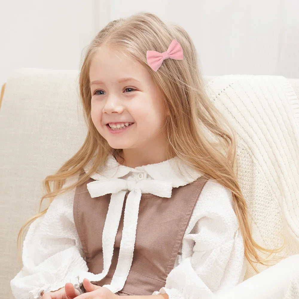 4Pcs/lot Lovely Bowknot Hair Clip for Girls Lace Side Bangs Hairgripes Gift Headwear Set Boutique Kids Barrette