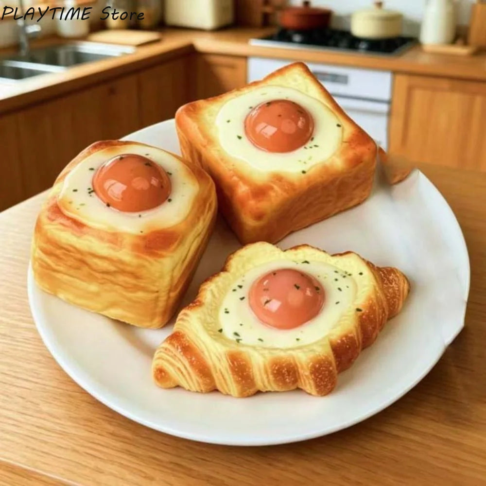 Simulated Simulated Egg Toast Squeeze Toy Prank Decoration Oversized Bread Squishy Toy Slow Rising Realistic